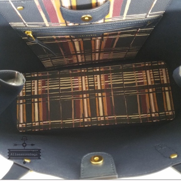 Tory Burch Kerrington Square Plaid Philly Tote Bag - Picture 8 of 8